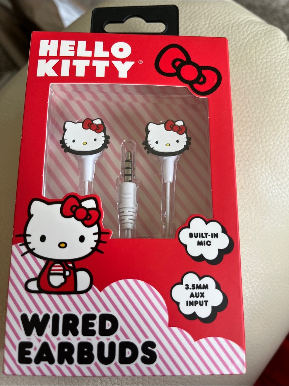 Hello Kitty Red & White Character Wired Earbuds